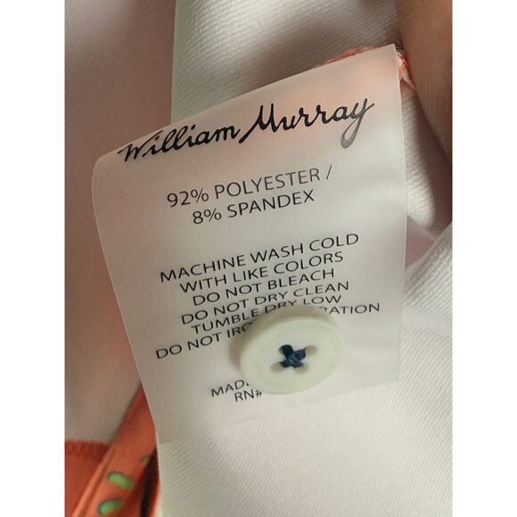 William Murray Golf Performance Stretch Polo Shirt Orange Multicolor Men 2XL XXL - Picture 7 of 9